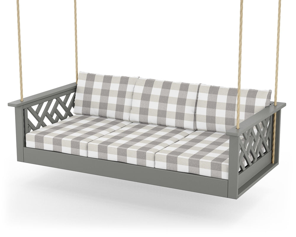Chippendale Daybed Swing - Slate Grey / Buffalo Plaid Grey Mist