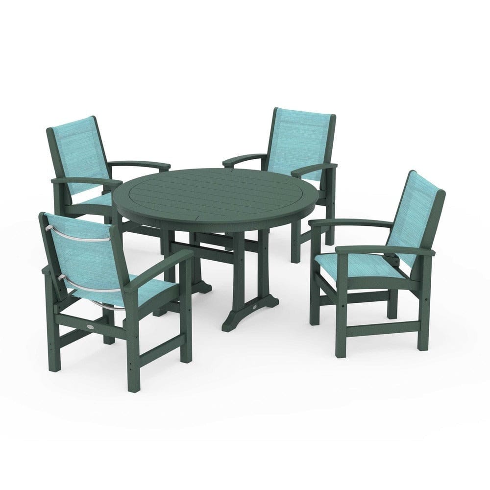 POLYWOOD® - Coastal 5-Piece Round Dining Set with Trestle Legs - PWS1119