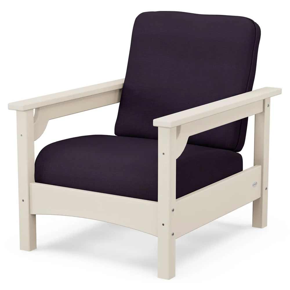 POLYWOOD® Outdoor Furniture Sand / Navy Linen POLYWOOD® - Club Chair - PWCLC23GY