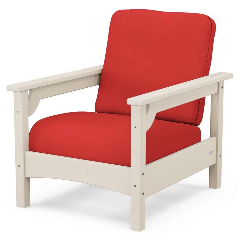 POLYWOOD® Outdoor Furniture Sand / Crimson Linen POLYWOOD® - Club Chair - PWCLC23GY