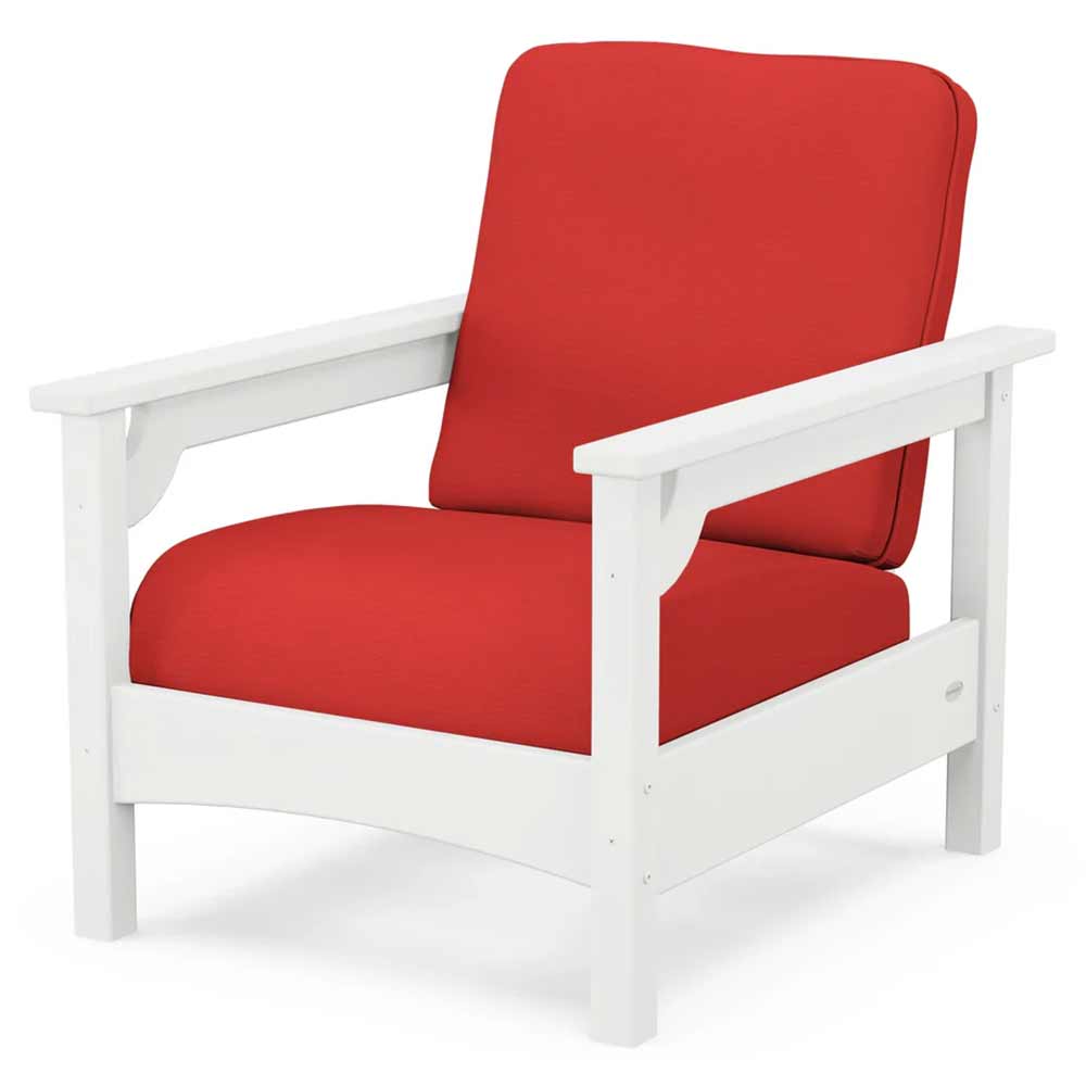 POLYWOOD® Outdoor Furniture White / Crimson Linen POLYWOOD® - Club Chair - PWCLC23GY