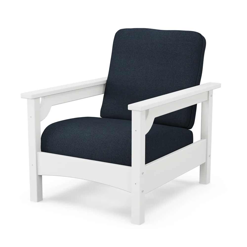 POLYWOOD® Outdoor Furniture White / Marine Indigo POLYWOOD® - Club Chair - PWCLC23GY