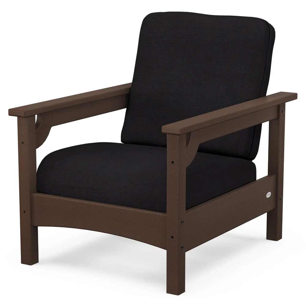 POLYWOOD® Outdoor Furniture Mahogany / Midnight Linen POLYWOOD® - Club Chair - PWCLC23GY