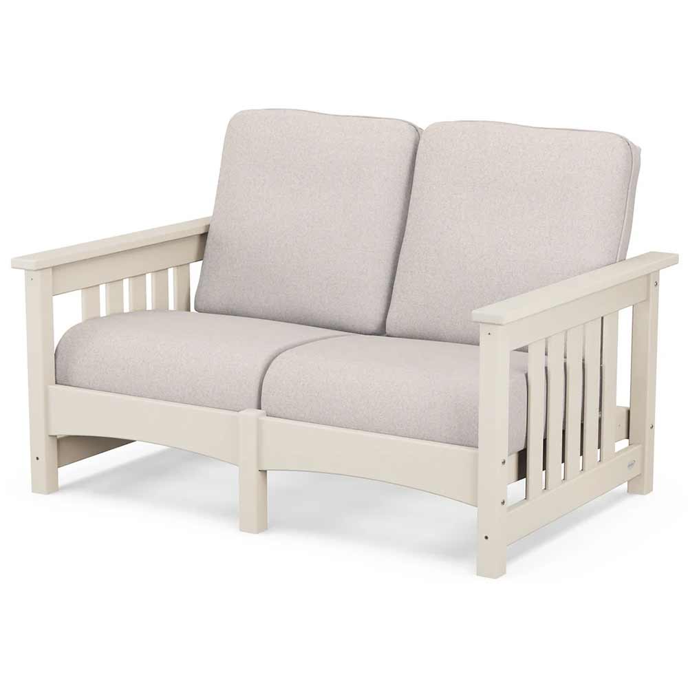 POLYWOOD® Outdoor Furniture Sand / Dune Burlap POLYWOOD® - Club Mission Loveseat - PWCMC47GY