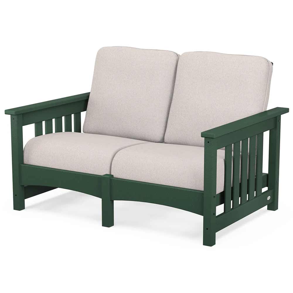 POLYWOOD® Outdoor Furniture Green / Dune Burlap POLYWOOD® - Club Mission Loveseat - PWCMC47GY