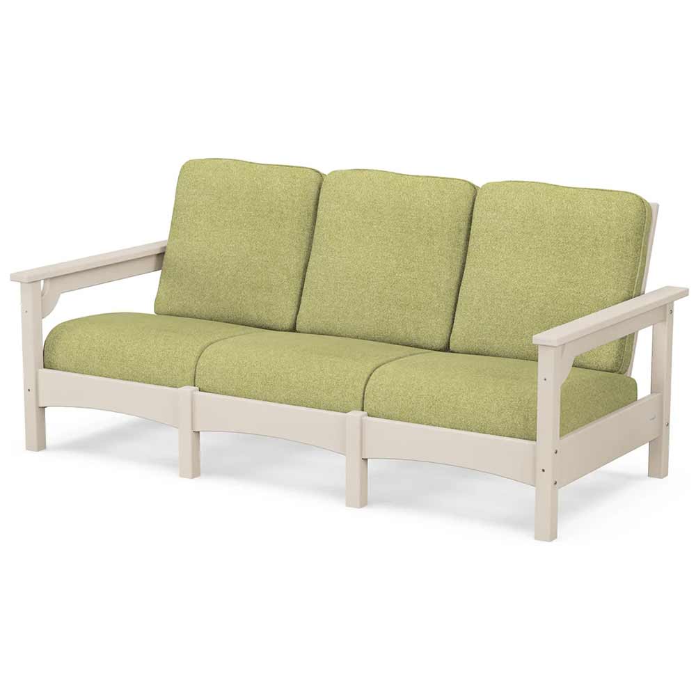 POLYWOOD® Outdoor Furniture Sand / Chartreuse Boucle POLYWOOD® Club Sofa - PWCLC71