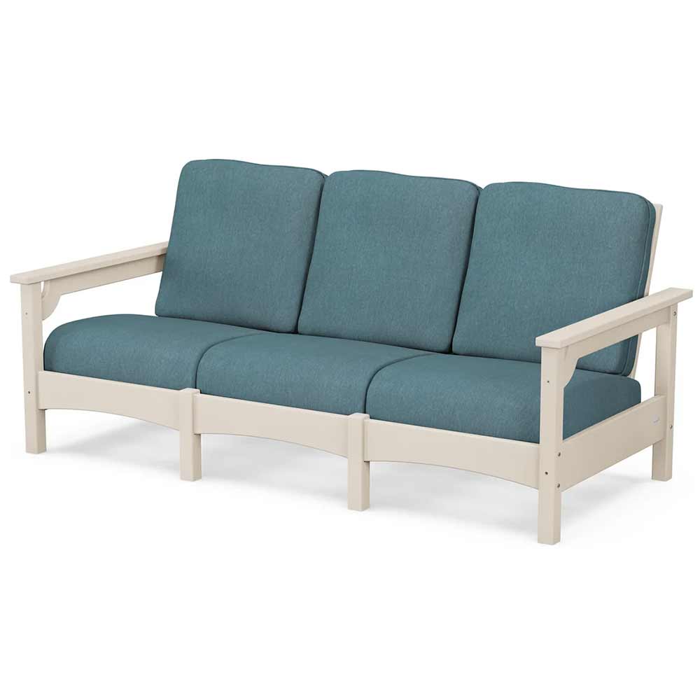 POLYWOOD® Outdoor Furniture Sand / Ocean Teal POLYWOOD® Club Sofa - PWCLC71