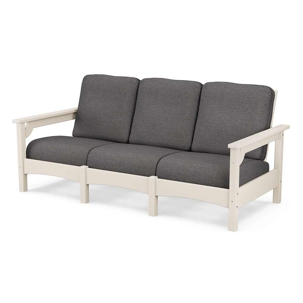 POLYWOOD® Outdoor Furniture Sand / Ash Charcoal POLYWOOD® Club Sofa - PWCLC71