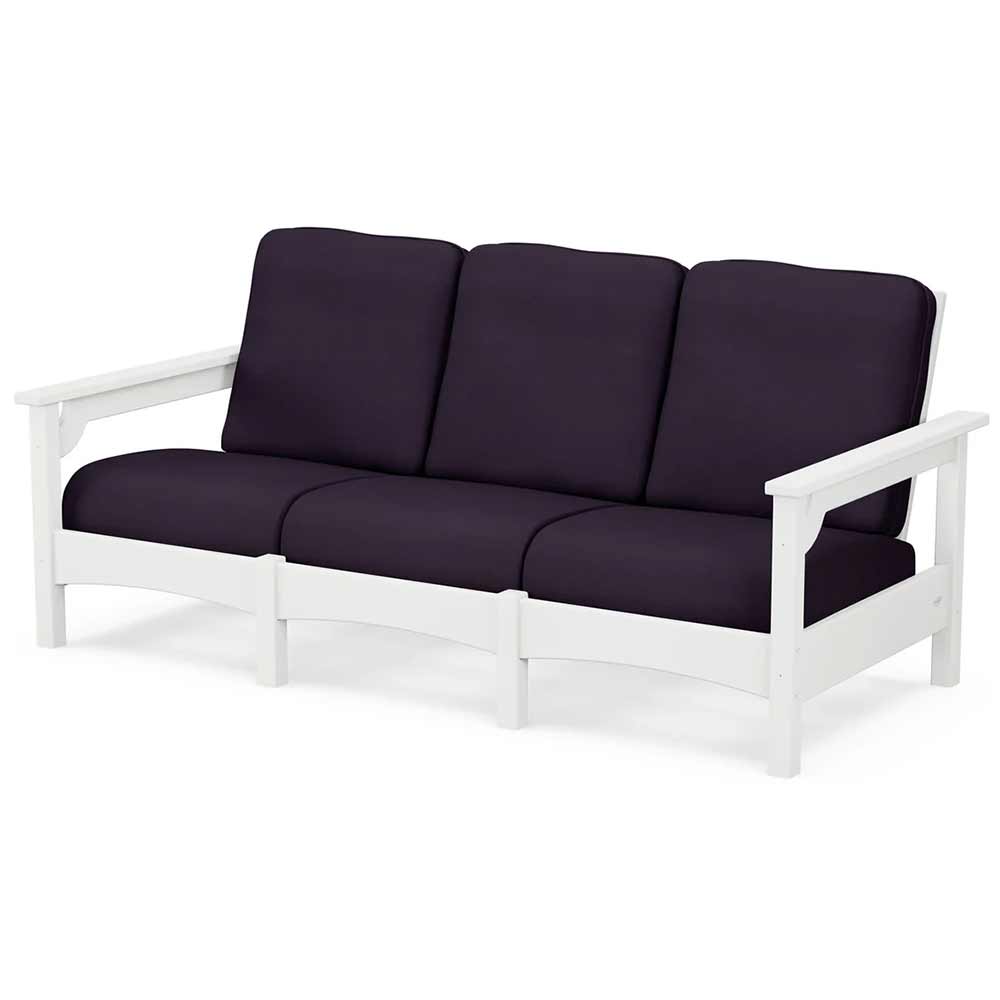 POLYWOOD® Outdoor Furniture White / Navy Linen POLYWOOD® Club Sofa - PWCLC71