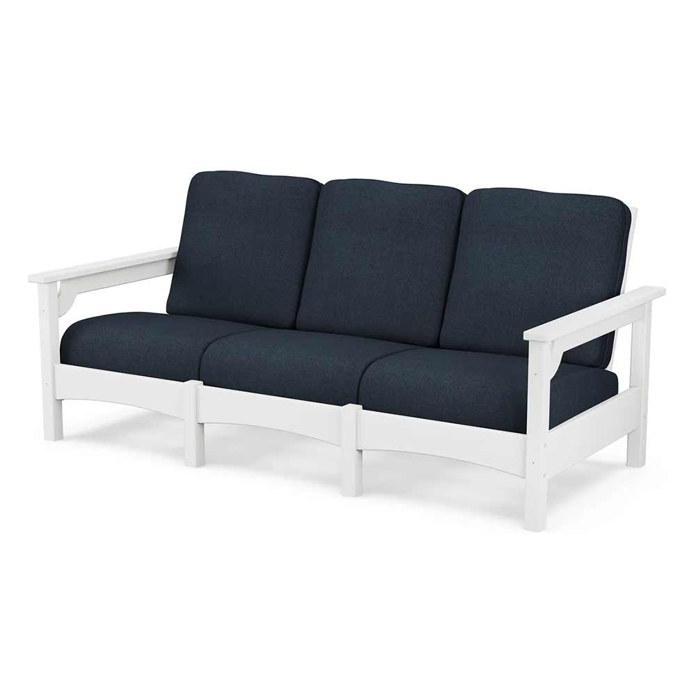POLYWOOD® Outdoor Furniture White / Marine Indigo POLYWOOD® Club Sofa - PWCLC71