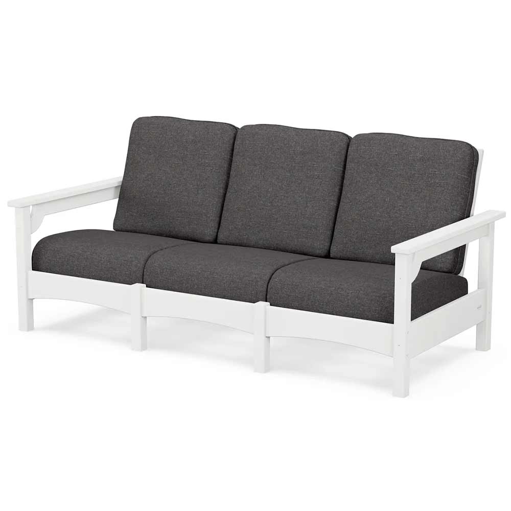 POLYWOOD® Outdoor Furniture White / Ash Charcoal POLYWOOD® Club Sofa - PWCLC71