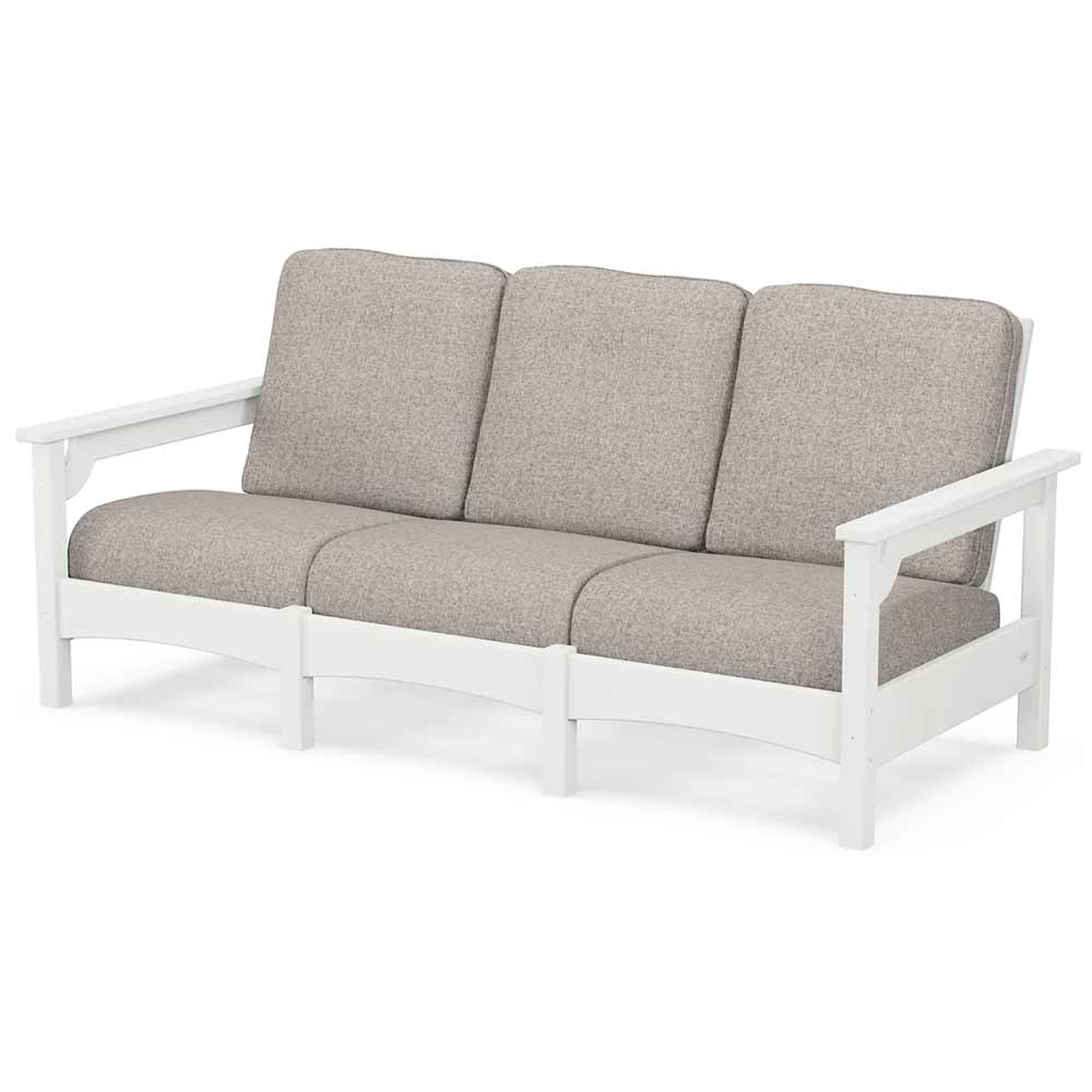 POLYWOOD® Outdoor Furniture White / Weathered Tweed POLYWOOD® Club Sofa - PWCLC71