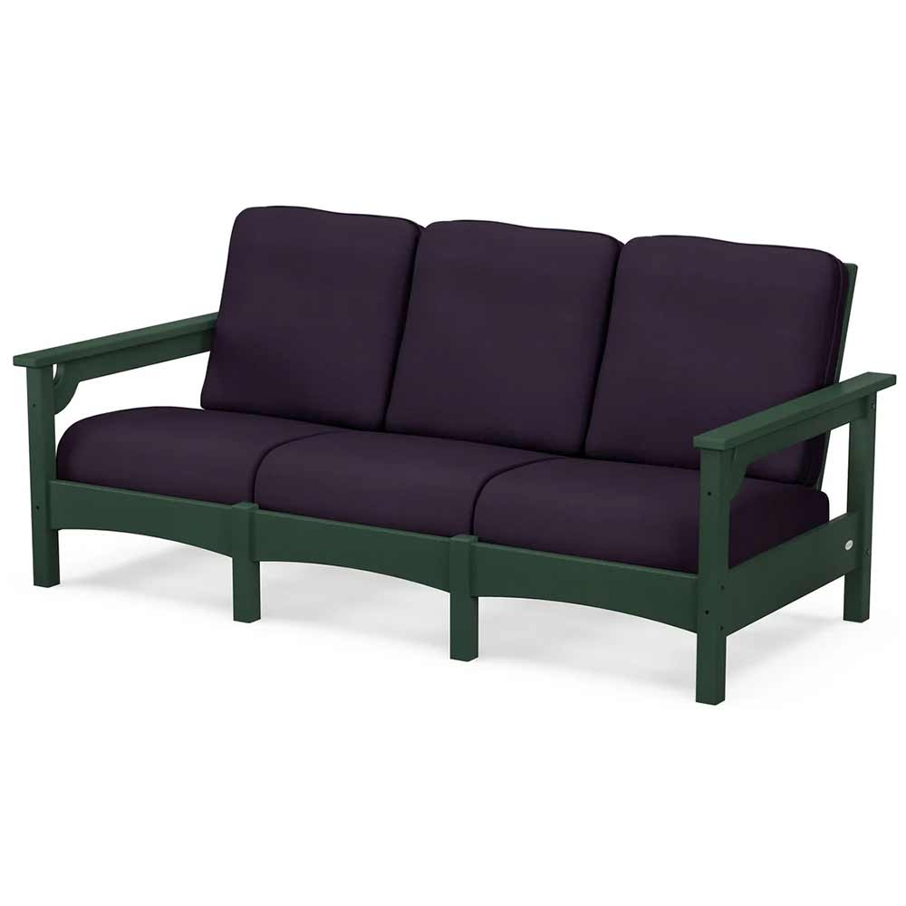 POLYWOOD® Outdoor Furniture Green / Navy Linen POLYWOOD® Club Sofa - PWCLC71
