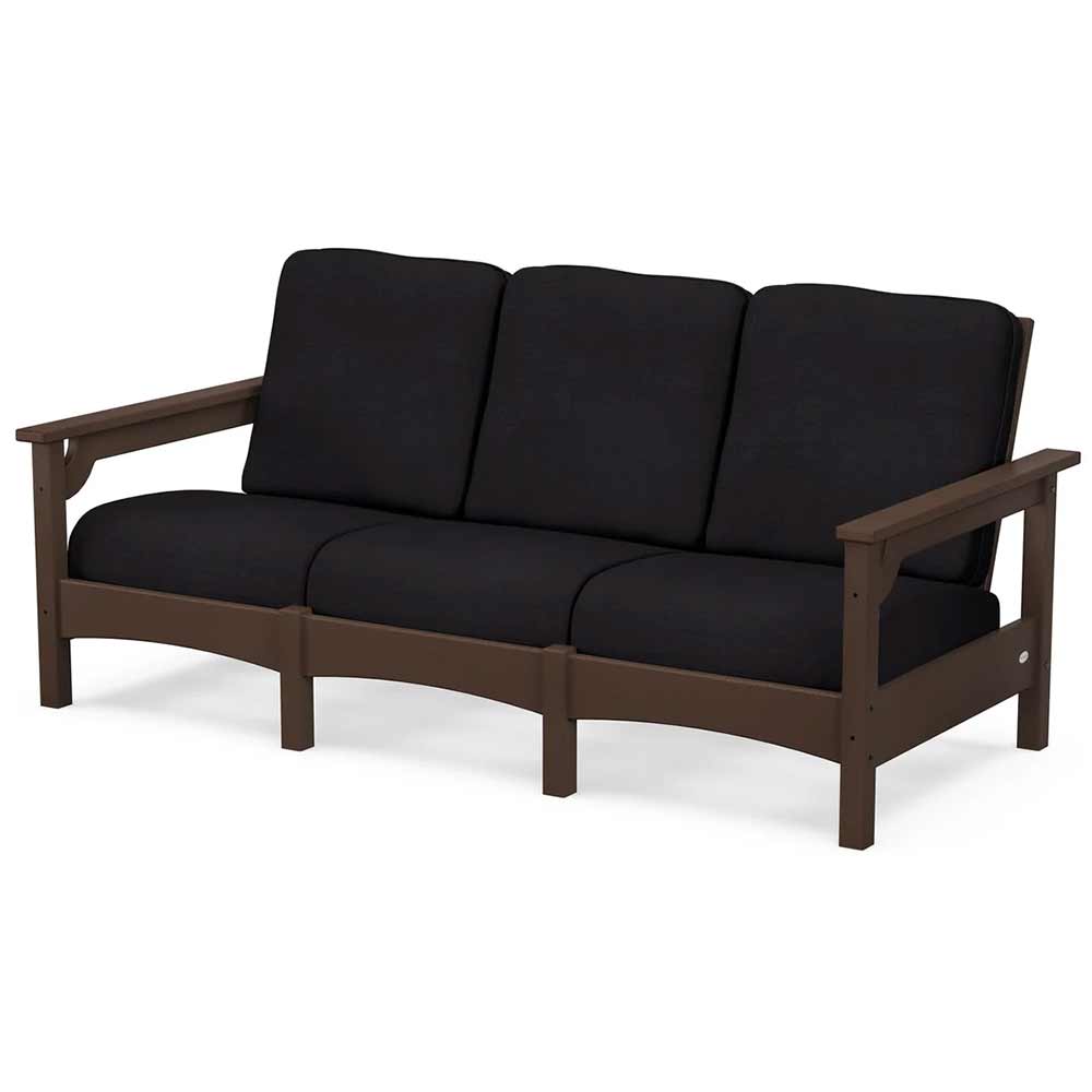 POLYWOOD® Outdoor Furniture Mahogany / Midnight Linen POLYWOOD® Club Sofa - PWCLC71