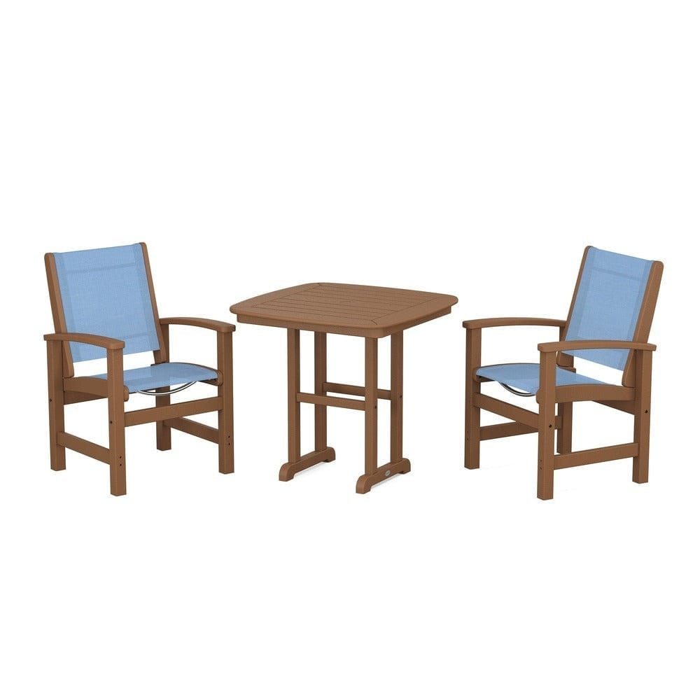 POLYWOOD® Outdoor Furniture Teak / Poolside Sling POLYWOOD® - Coastal 3-Piece Dining Set - PWS1205