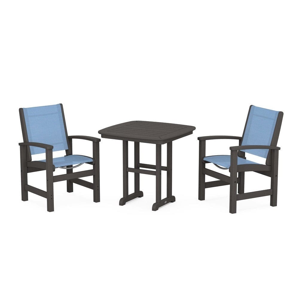 POLYWOOD® Outdoor Furniture Vintage Coffee / Poolside Sling POLYWOOD® - Coastal 3-Piece Dining Set - PWS1205