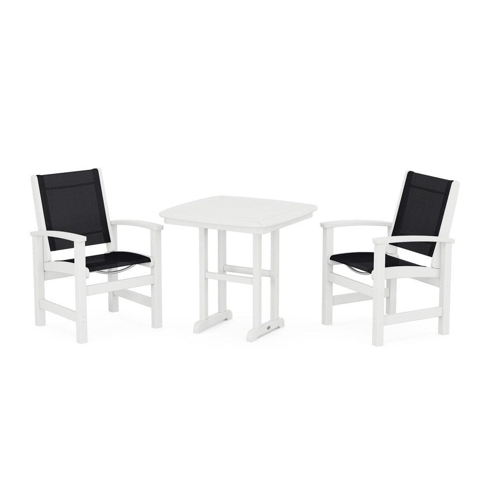 POLYWOOD® Outdoor Furniture White / Black Sling POLYWOOD® - Coastal 3-Piece Dining Set - PWS1205