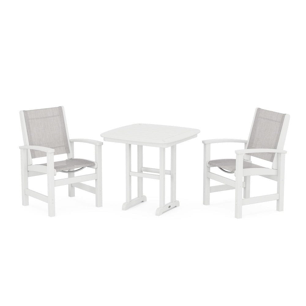 POLYWOOD® Outdoor Furniture White / Parchment Sling POLYWOOD® - Coastal 3-Piece Dining Set - PWS1205
