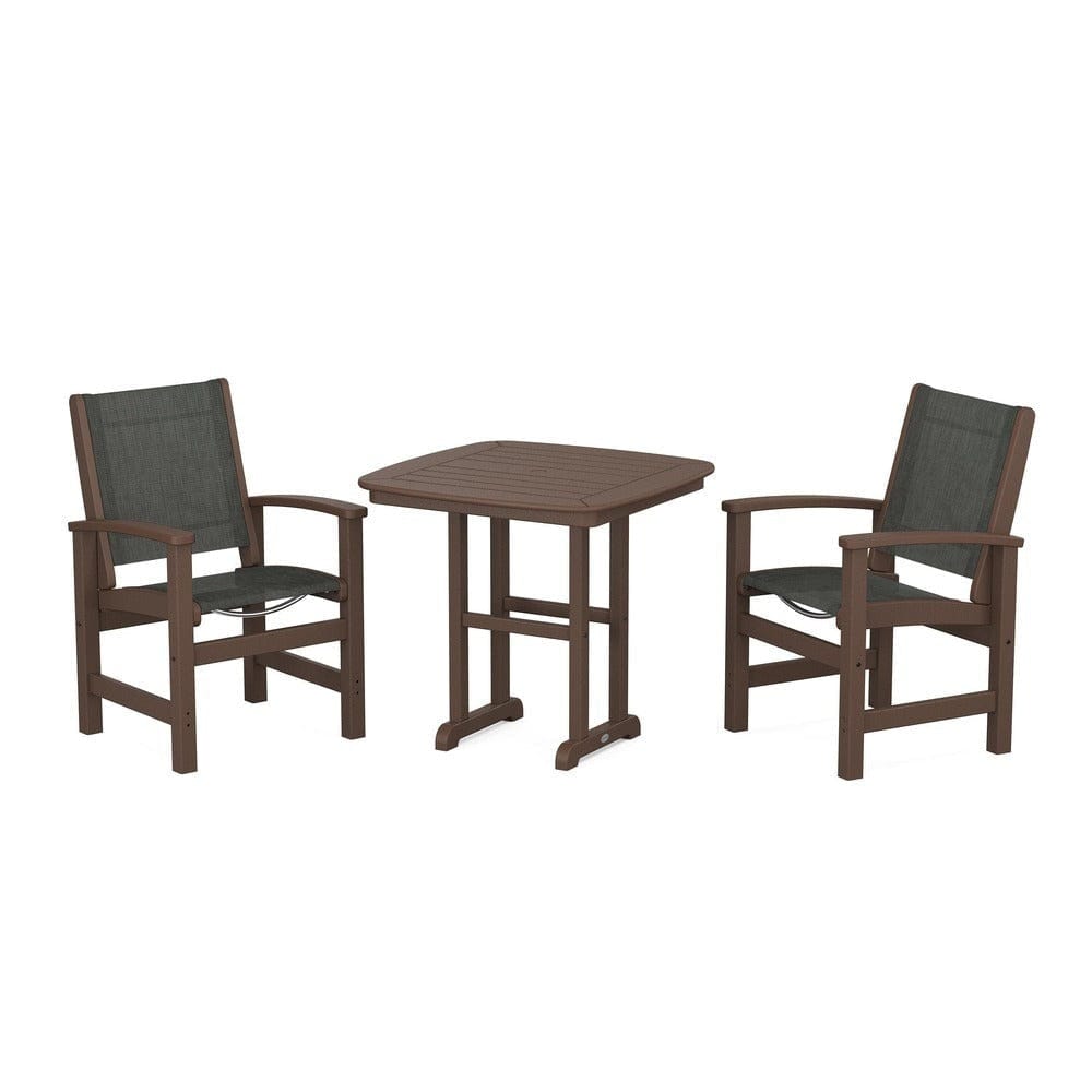 POLYWOOD® Outdoor Furniture Mahogany / Ember Sling POLYWOOD® - Coastal 3-Piece Dining Set - PWS1205