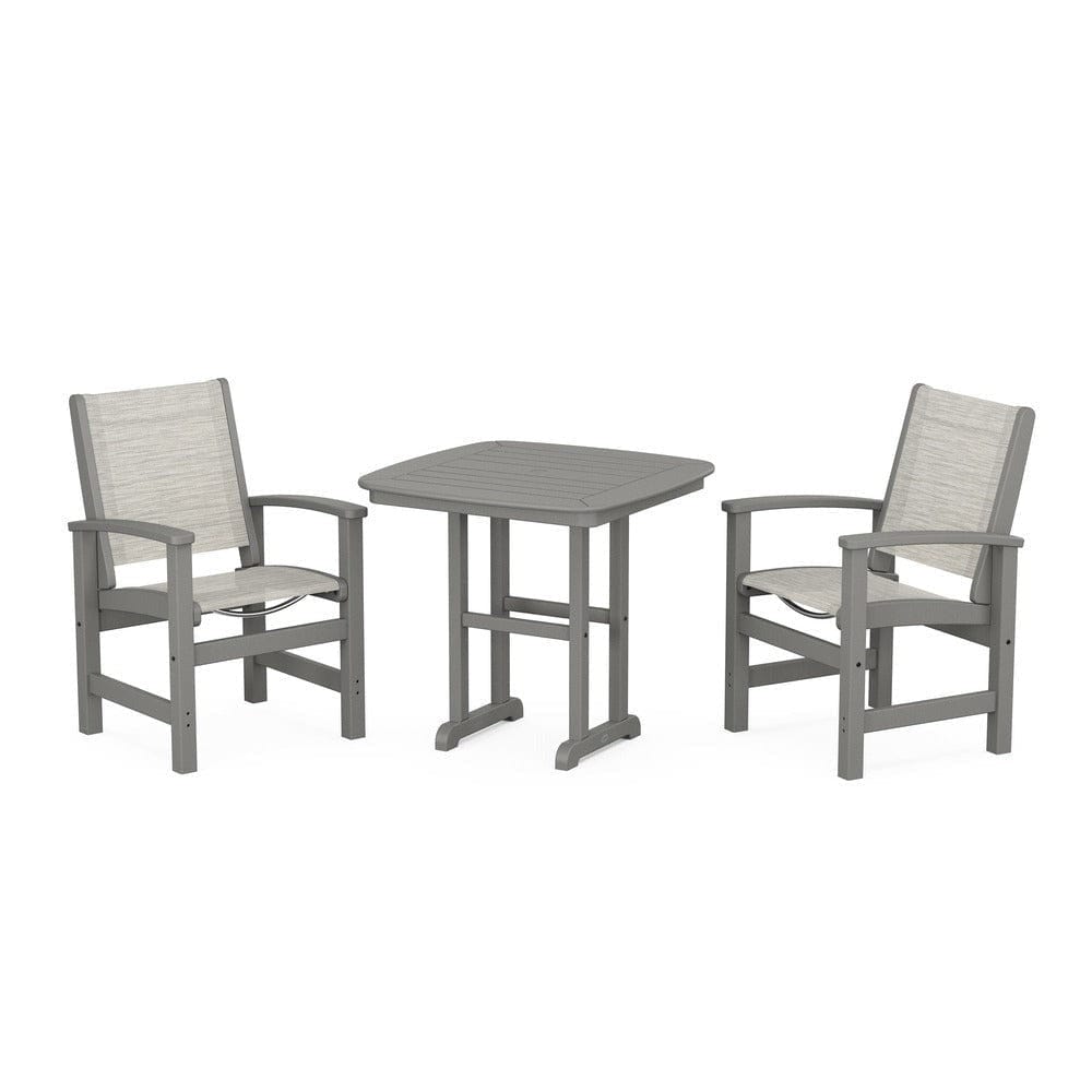 POLYWOOD® Outdoor Furniture Slate Grey / Birch Sling POLYWOOD® - Coastal 3-Piece Dining Set - PWS1205