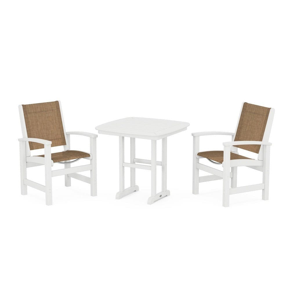 POLYWOOD® Outdoor Furniture White / Burlap Sling POLYWOOD® - Coastal 3-Piece Dining Set - PWS1205