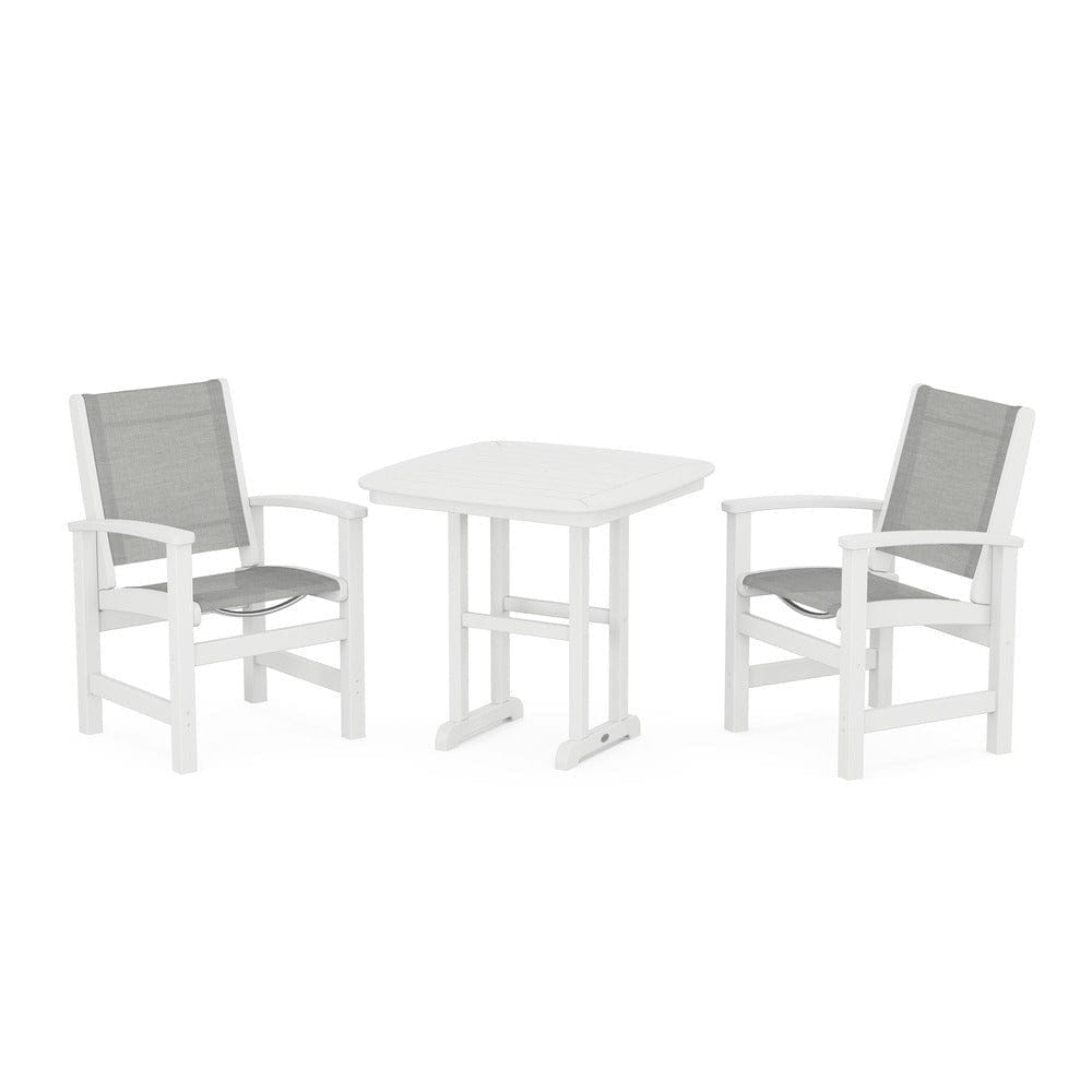 POLYWOOD® Outdoor Furniture White / Metallic Sling POLYWOOD® - Coastal 3-Piece Dining Set - PWS1205