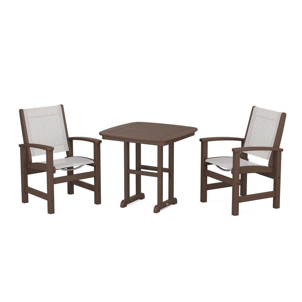 POLYWOOD® Outdoor Furniture Mahogany / Parchment Sling POLYWOOD® - Coastal 3-Piece Dining Set - PWS1205