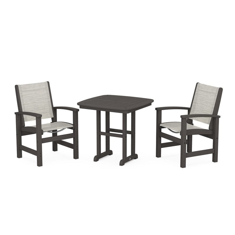 POLYWOOD® Outdoor Furniture Vintage Coffee / Birch Sling POLYWOOD® - Coastal 3-Piece Dining Set - PWS1205