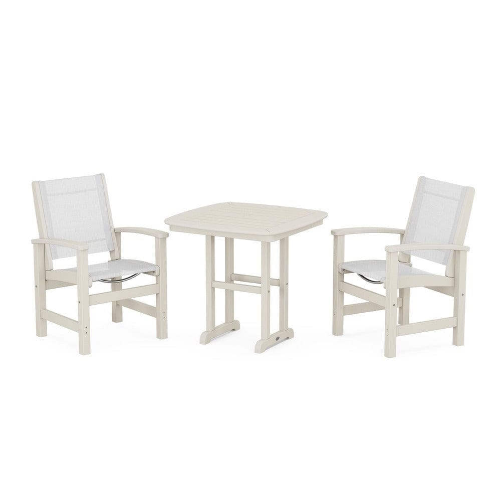 POLYWOOD® Outdoor Furniture Sand / White Sling POLYWOOD® - Coastal 3-Piece Dining Set - PWS1205