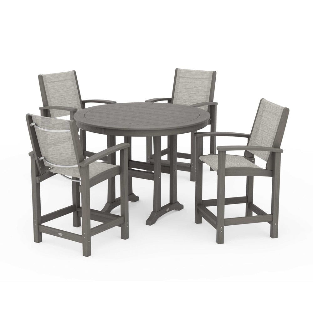 POLYWOOD® Outdoor Furniture POLYWOOD® - Coastal 5-Piece Counter Set - PWS319