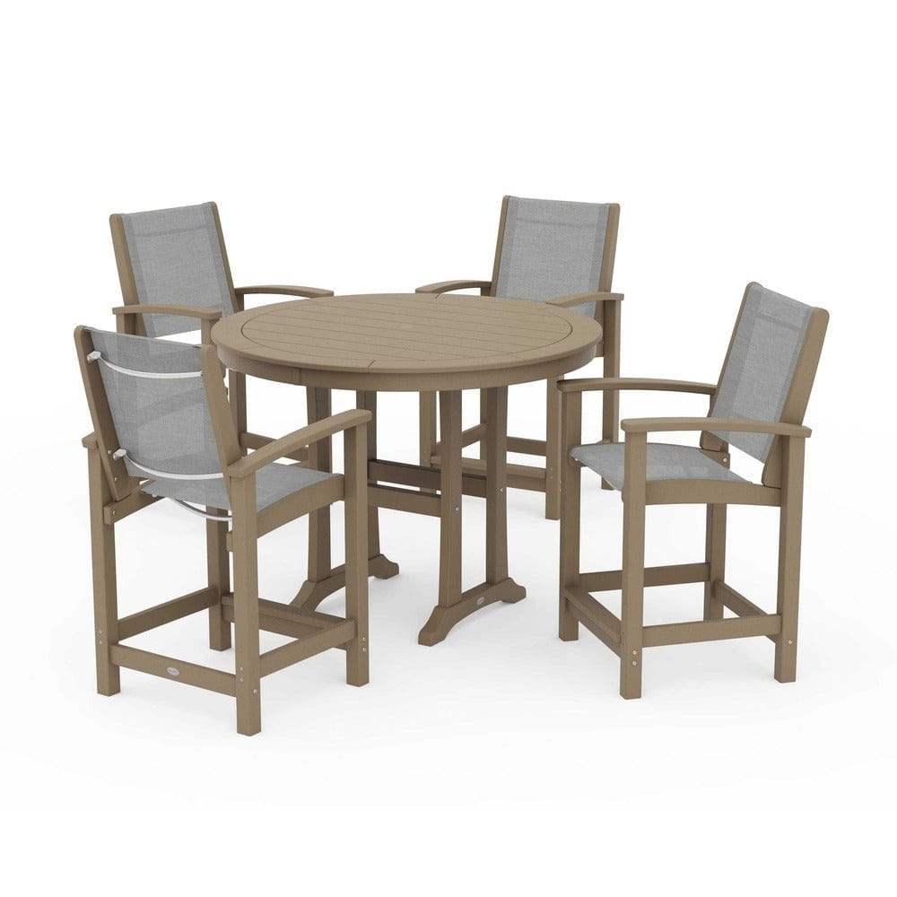 POLYWOOD® Outdoor Furniture POLYWOOD® - Coastal 5-Piece Counter Set - PWS319