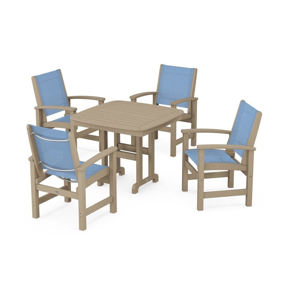POLYWOOD® Outdoor Furniture Vintage Sahara / Poolside Sling POLYWOOD® - Coastal 5-Piece Dining Set - PWS1236