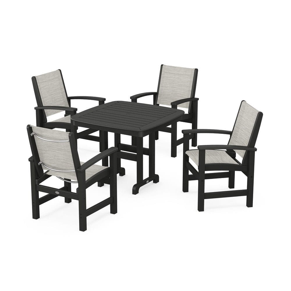 POLYWOOD® Outdoor Furniture Black / Birch Sling POLYWOOD® - Coastal 5-Piece Dining Set - PWS1236