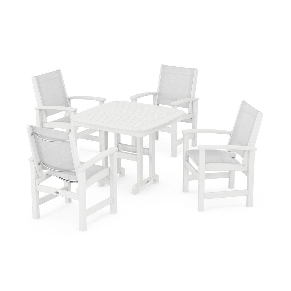 POLYWOOD® Outdoor Furniture White / White Sling POLYWOOD® - Coastal 5-Piece Dining Set - PWS1236