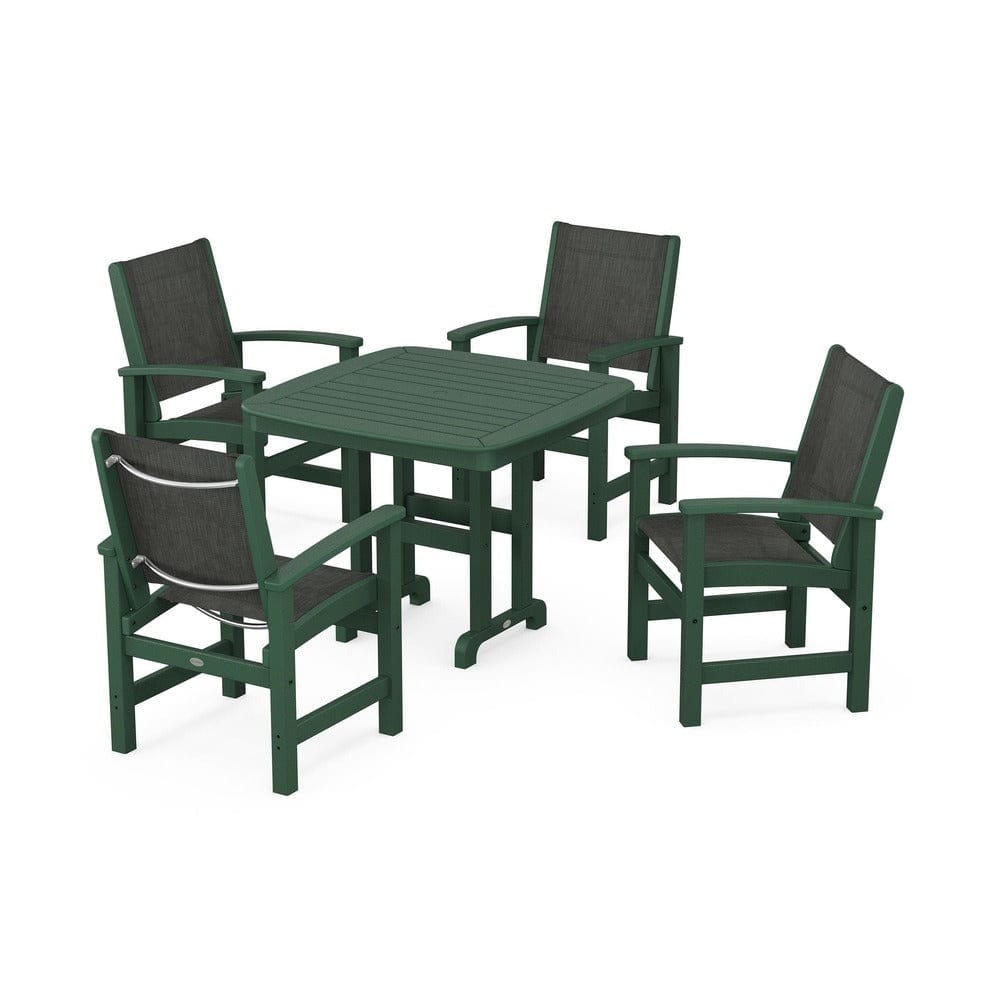 POLYWOOD® Outdoor Furniture Green / Ember Sling POLYWOOD® - Coastal 5-Piece Dining Set - PWS1236