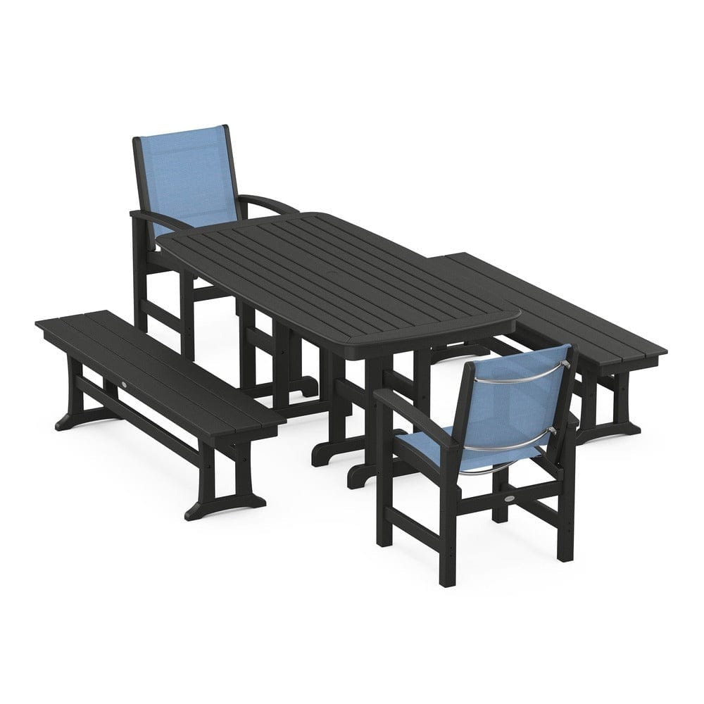 POLYWOOD® Outdoor Furniture Black / Poolside Sling POLYWOOD® - Coastal 5-Piece Dining Set - PWS1263