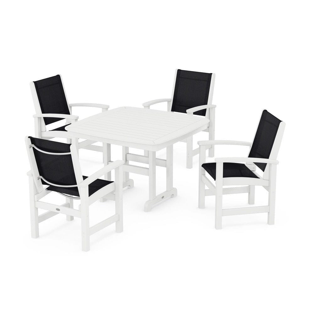 POLYWOOD® Outdoor Furniture White / Black Sling POLYWOOD® - Coastal 5-Piece Dining Set - PWS914