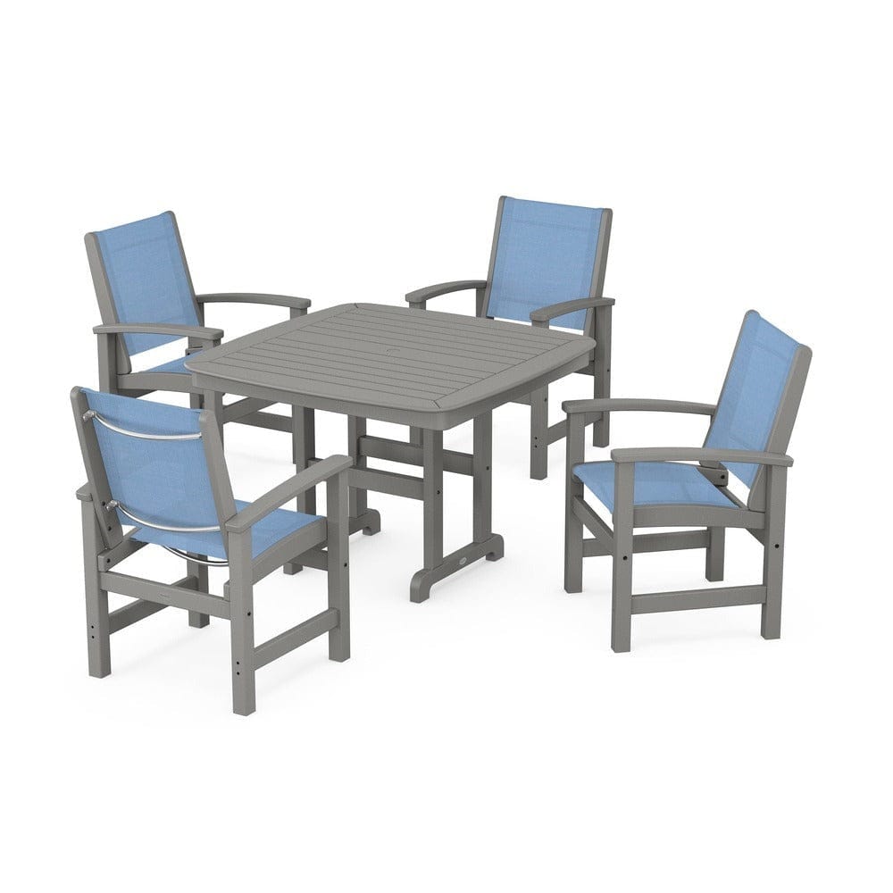 POLYWOOD® Outdoor Furniture Slate Grey / Poolside Sling POLYWOOD® - Coastal 5-Piece Dining Set - PWS914
