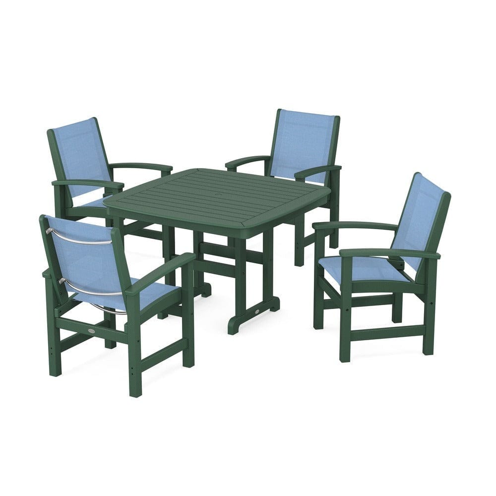 POLYWOOD® Outdoor Furniture Green / Poolside Sling POLYWOOD® - Coastal 5-Piece Dining Set - PWS914