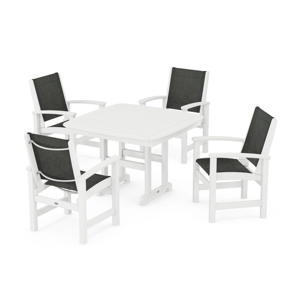 POLYWOOD® Outdoor Furniture White / Ember Sling POLYWOOD® - Coastal 5-Piece Dining Set - PWS914