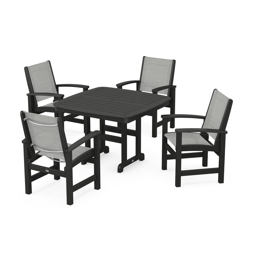 POLYWOOD® Outdoor Furniture Black / Metallic Sling POLYWOOD® - Coastal 5-Piece Dining Set - PWS914