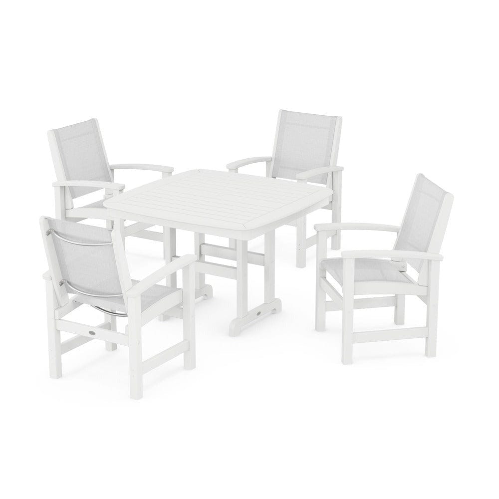 POLYWOOD® Outdoor Furniture White / White Sling POLYWOOD® - Coastal 5-Piece Dining Set - PWS914
