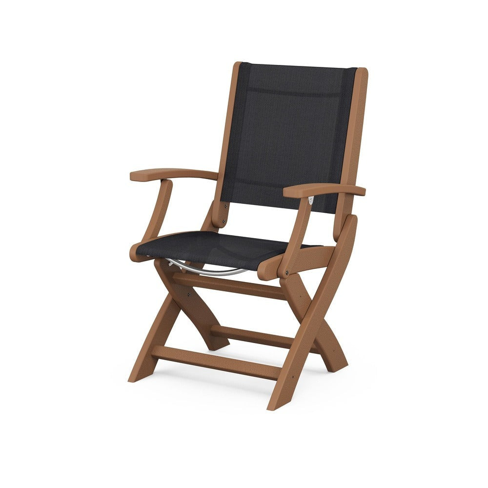 POLYWOOD® Chair Teak / Black Sling POLYWOOD® Coastal Folding Chair - 9000