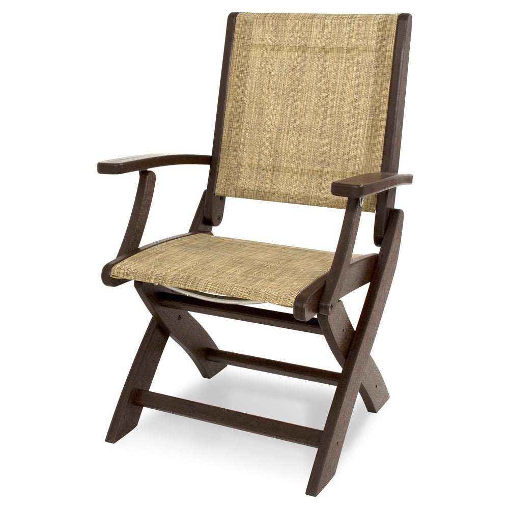 POLYWOOD® Chair Mahogany / Burlap Sling POLYWOOD® Coastal Folding Chair - 9000
