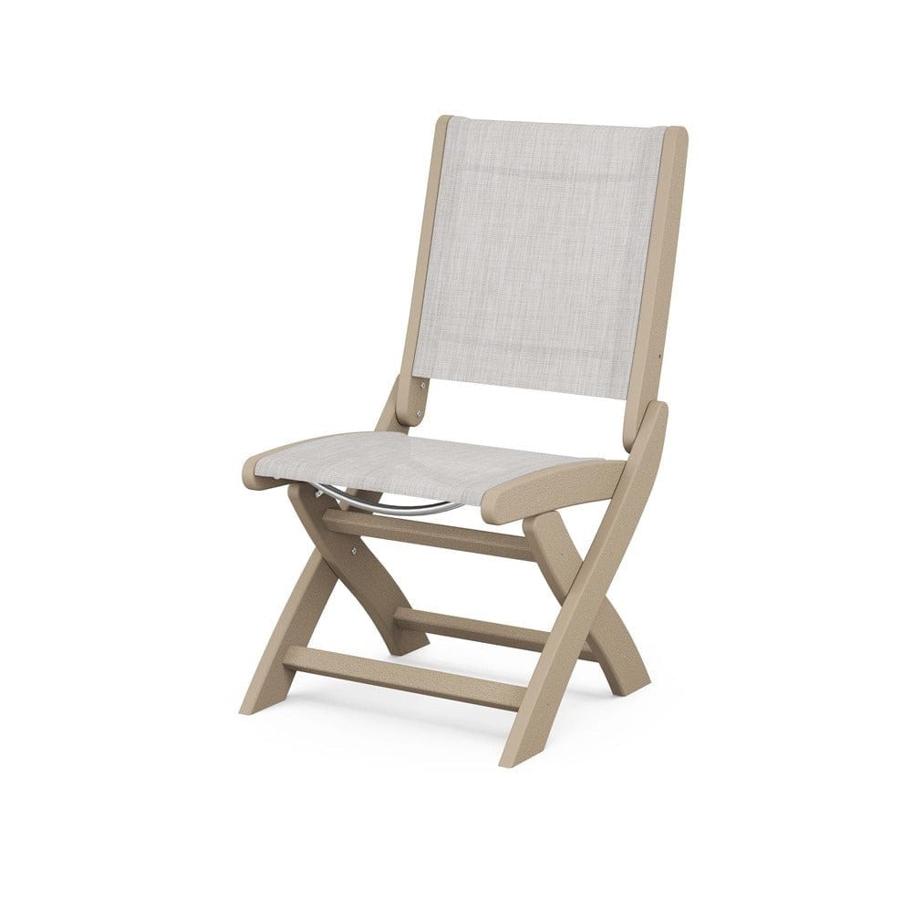 POLYWOOD® Outdoor Furniture Vintage Sahara / Parchment Sling POLYWOOD® - Coastal Folding Side Chair - 9004
