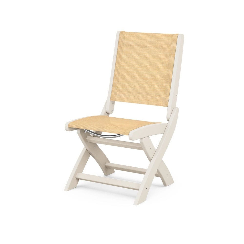 POLYWOOD® Outdoor Furniture Sand / Dupioni Apricot Sling POLYWOOD® - Coastal Folding Side Chair - 9004