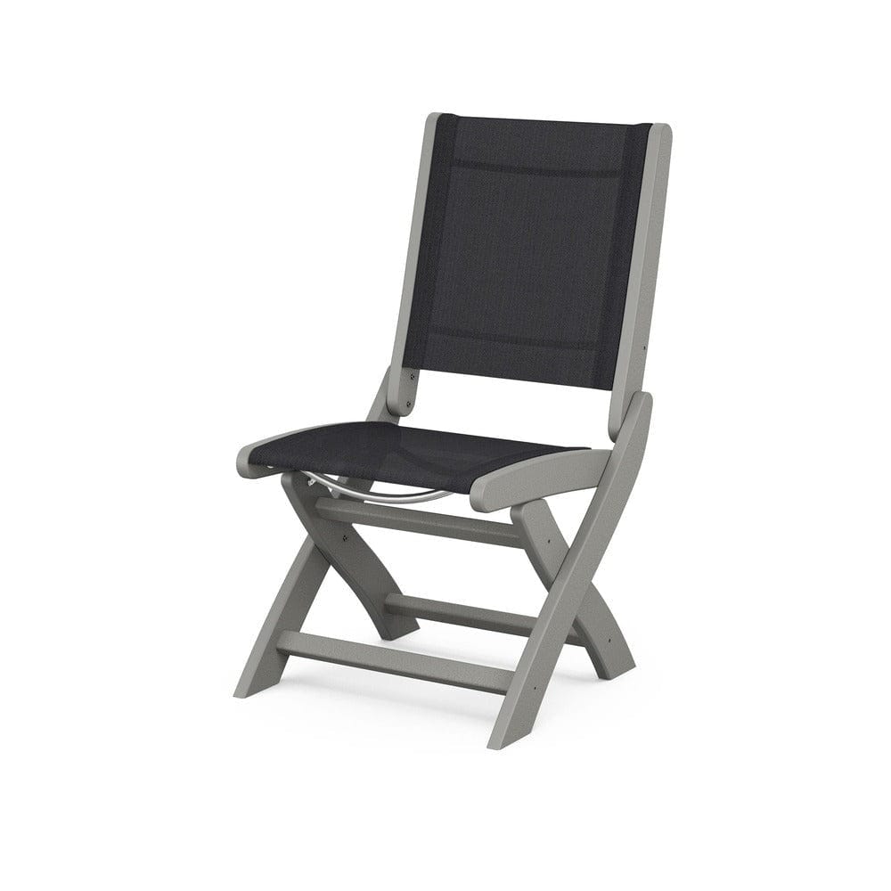 POLYWOOD® Outdoor Furniture Slate Grey / Black Sling POLYWOOD® - Coastal Folding Side Chair - 9004