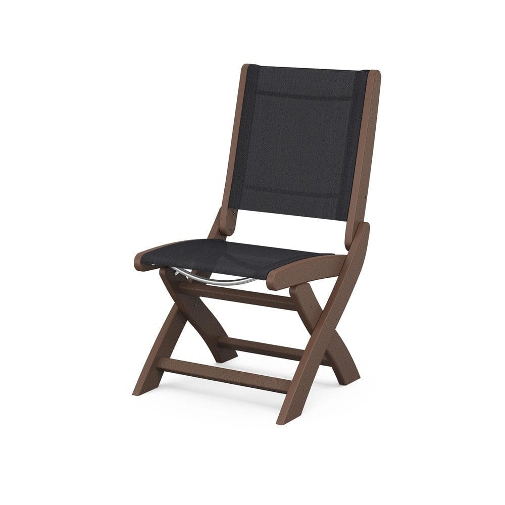 POLYWOOD® Outdoor Furniture Mahogany / Black Sling POLYWOOD® - Coastal Folding Side Chair - 9004