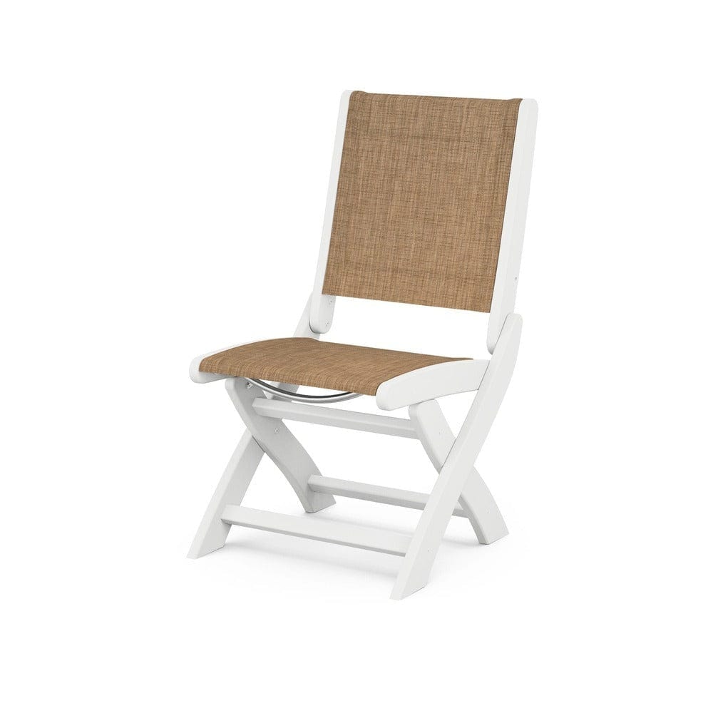 POLYWOOD® Outdoor Furniture White / Burlap Sling POLYWOOD® - Coastal Folding Side Chair - 9004