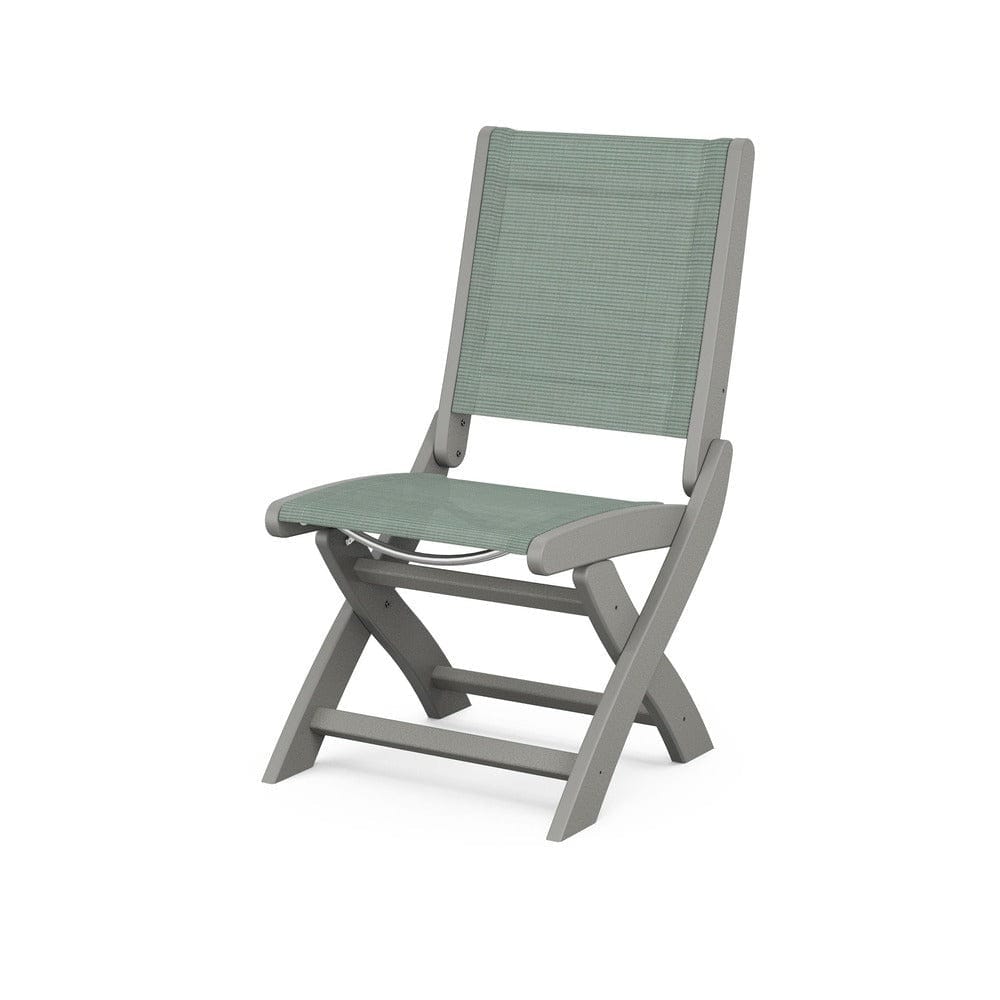 POLYWOOD® Outdoor Furniture Slate Grey / Dupioni Sea Mist Sling POLYWOOD® - Coastal Folding Side Chair - 9004